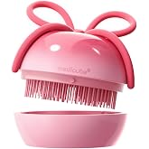 medicube Ribbon Cherry Hair Brush, Detangler for Glass Hair, Pink | Gentle 4-Level Detangling Pins for Straight to Wavy Hair, Portable Brush with Cap, Korean Hair Care, Forevercherry Collab