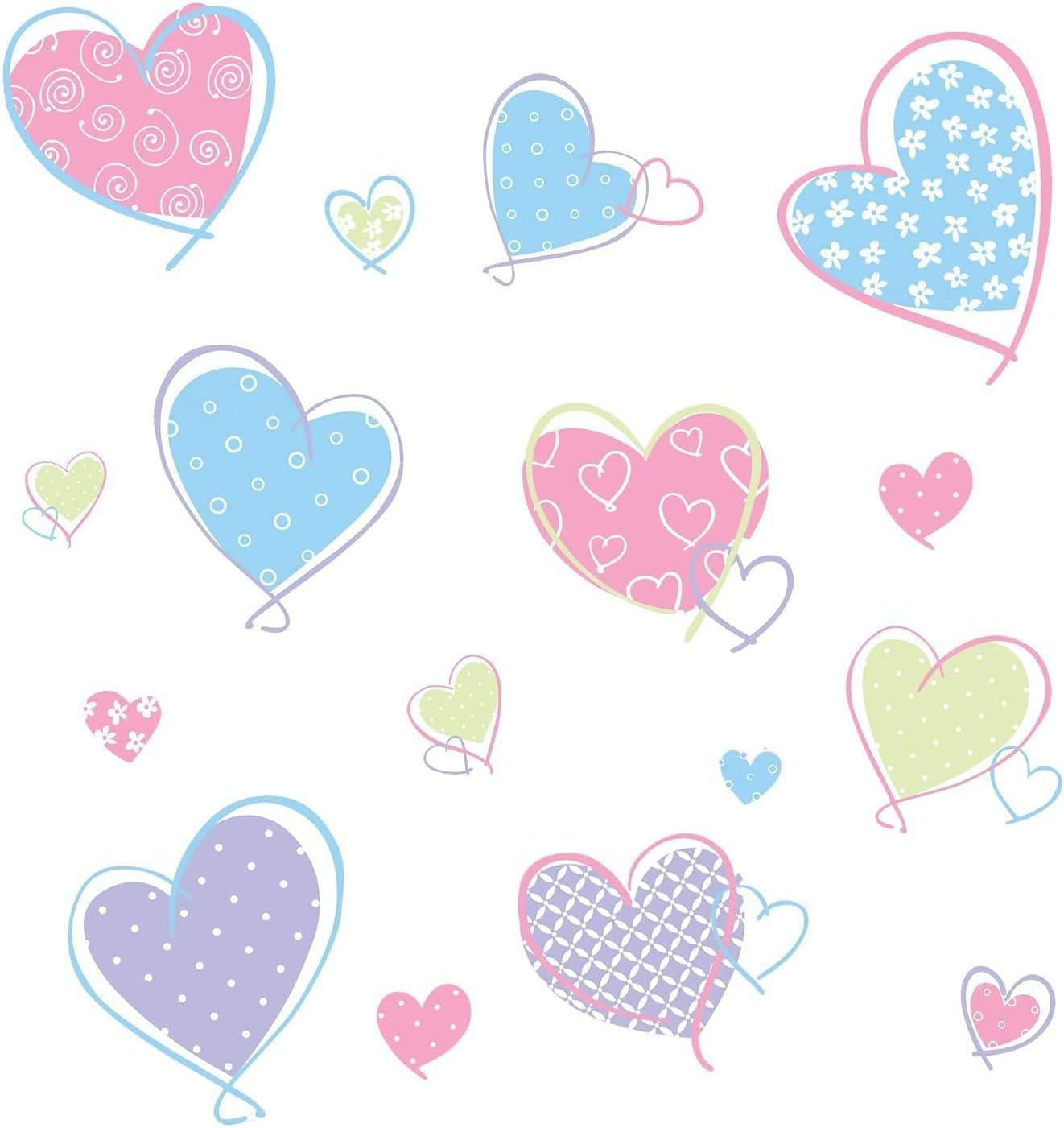RoomMates Repositionable Childrens Wall Stickers - Hearts, Multi-coloured, 26.5 cm L X 25 cm W - Image 5