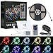 Lampwin RGB LED Strip Light Kit with 16.4FT DC 12V Flexible IP65 Waterproof 300 Units SMD 3528 Color Changing LED Rope Light, Multi-color 44 Key IR Remote Controller, DC 12V 2A Power Supply Adapter