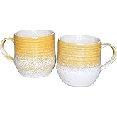 Bosmarlin Large Ceramic Coffee Mugs Set of 2, 17 Oz, Yellow Big Tea Cup for Office and Home, Dishwasher and Microwave Safe (Yellow, 2)