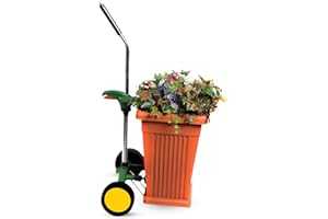 EJWOX Heavy Duty Plant Dolly Caddy - Pot Mover for Garden w/ 165 lb Capacity, Flat-Free Wheels & Suction Cups | Adjustable Handle, Floor Protection