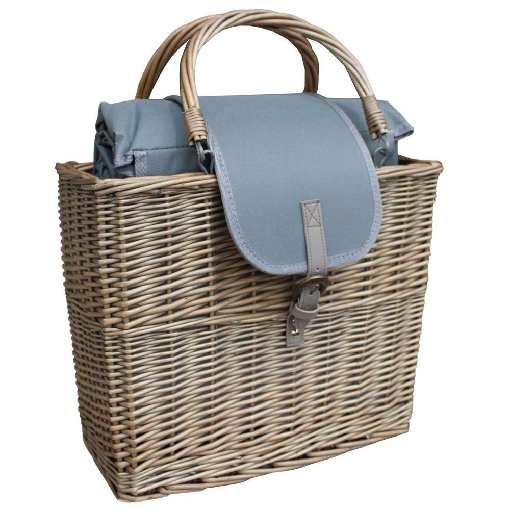 Red Hamper Antique Wash Willow Chiller Basket with Picnic Blanket