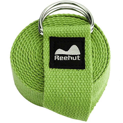 Reehut Fitness Exercise Yoga Strap (8ft) w/ Adjustable D-Ring Buckle for Stretching, Flexibility and Physical Therapy (Army Green)