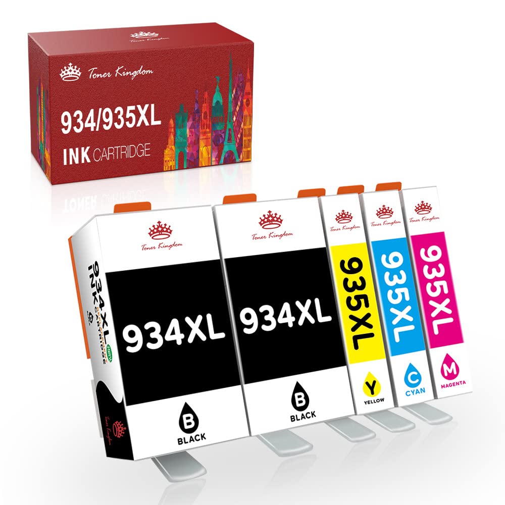 Toner Kingdom 934XL 935XL Ink Cartridges Replacement Compatible for HP Officejet Pro 6230 6830 6820 6812 6815 6835 6810 (Black Cyan Magenta Yellow, 5 Pack)