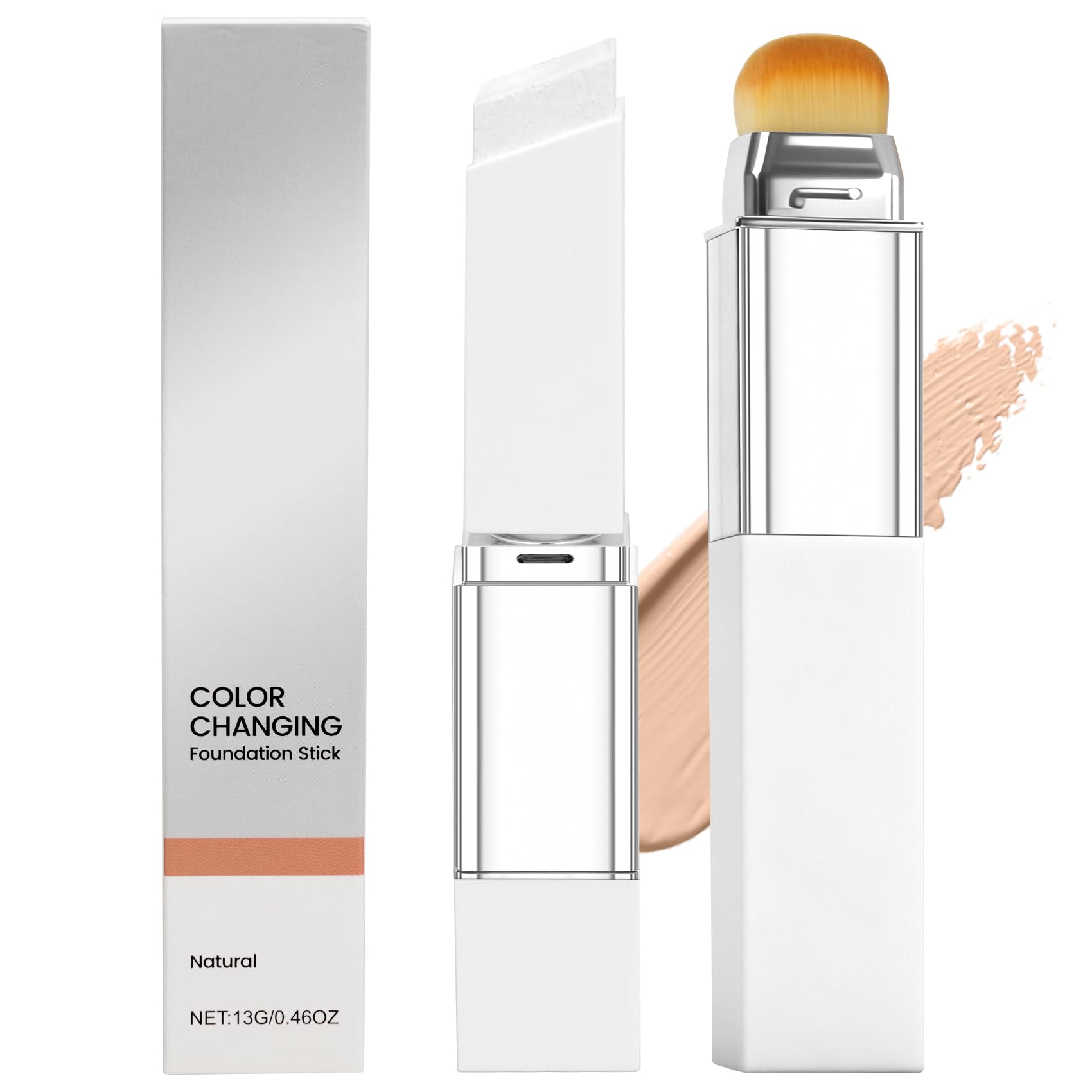 Photo 1 of Blanc Cover Cream Stick V - Color Changing Foundation Stick with Volufiline - Hydrating Concealer Base Makeup, Dual-Ended with Built-in Brush, Portable for Daily Use (Natural)
