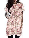 Women Summer Ditsy Tops Loose Fit Short Sleeve