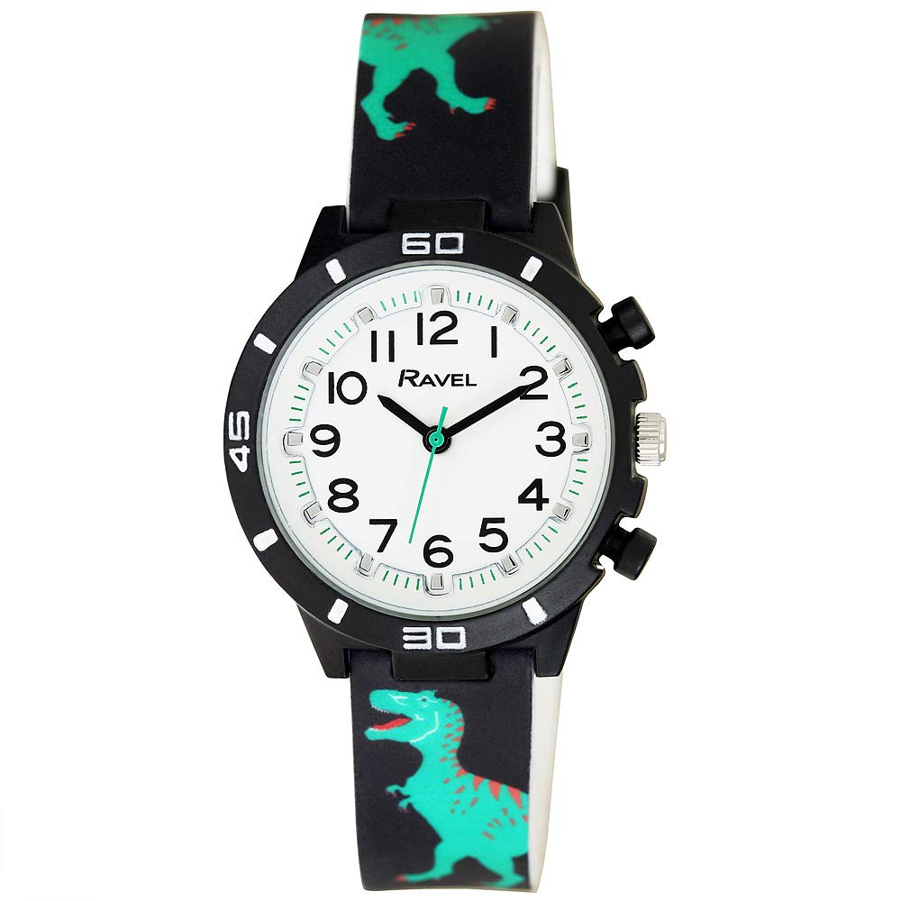 Ravel Children's Silicone Rugged Dinosaur Watch - Black
