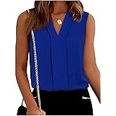 BLENCOT Women's Summer Tank Tops Chiffon V Neck Sleeveless Floral Printed Shirts Blouse