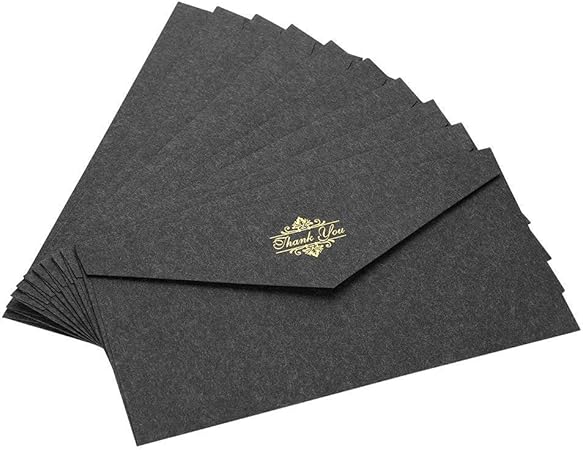 Amazon Tricolor 封筒 レターセット 10枚セット おしゃれ 高級 金箔をきせる アンティーク調 メッセージカード 案内状 挨拶状 ポストカード 招待状 郵便番号枠なし ビジネス用 結婚式 業務用封筒 事務用封筒 ブラック 挨拶状封筒 文房具 オフィス用品