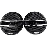 DS18 TX1S Tweeter X1 1.38-inch 200 Watts Max Pei Dome Ferrite Tweeters with Mounting Kit Angle, Flush, &amp; Surface - Set of 2 (Black/Silver)