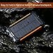 Solar Charger, Levin 10000mAh LED Emergency Light Dual USB Port Solar Panel Portable Charger Rainproof Multiple Security Protection for iPhone, iPad, iPod, Cell Phone, Tablet, Camera (Orange)
