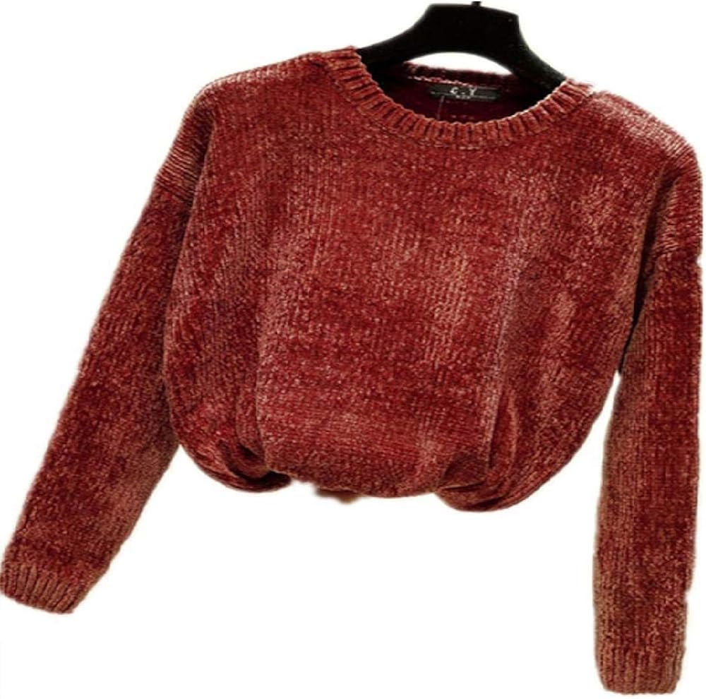 Chic Vintage Chenille Cashmere Women Full Sleeve Gold Velvet Sweaters