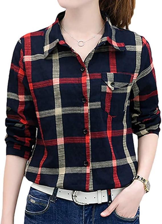 Amazon Fanessy チェック パターンスラブ シャツ 羽織 長袖 カジュアル 春 夏 レディース シャツ ブラウス 通販