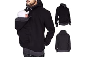 JMLPXX Mens Kangaroo Hoodie Jacket Baby Pouch Carrier Hooded Sweatshirt Zip Up Pullover Hoodies for Dad