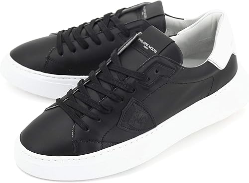 Amazon フィリップモデル メンズ レザー ローカットスニーカー Btlu V001 Temple Veau 0215 Tempvo 0002 ブラック ホワイト Philippe Model Paris フィリップモデル スニーカー