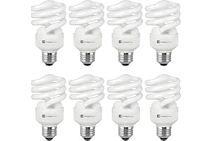 Xtricity Compact Fluorescent Light Bulbs T2 Spiral CFL, 5000k Daylight, 13W (60 Watt Equivalent), 900 Lumens, E26 Medium Base, 120V, UL Listed (Pack of 8)
