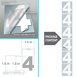 iSYFIX White Vinyl Number 4 (Four) Stickers - 6