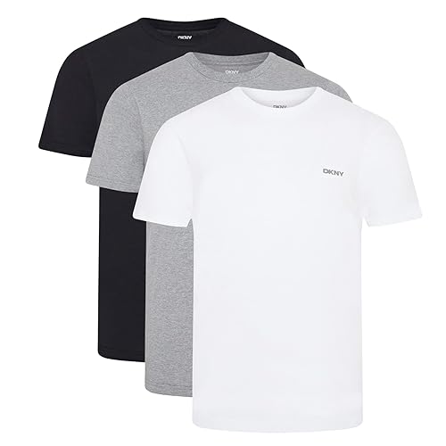 DKNY Men's Giants T-Shirt, Black/White/Grey, L (Pack of 3)