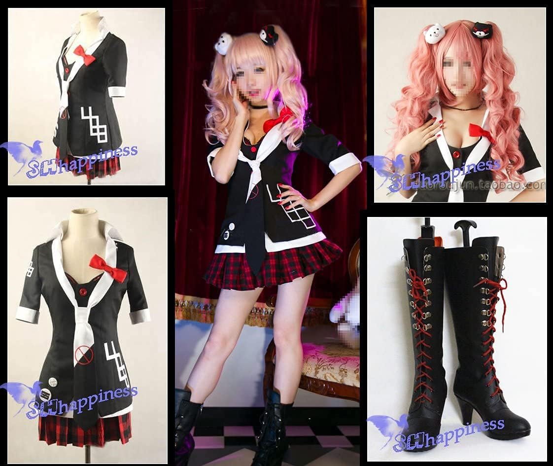 Amazon 漫雅cosコスプレ衣装 靴とウィッグ付き ダンガンロンパ 希望の学園と絶望の高校生 江ノ島盾子 えのしま じゅんこ 江ノ島ver Xl 男性 コスプレ 仮装 通販