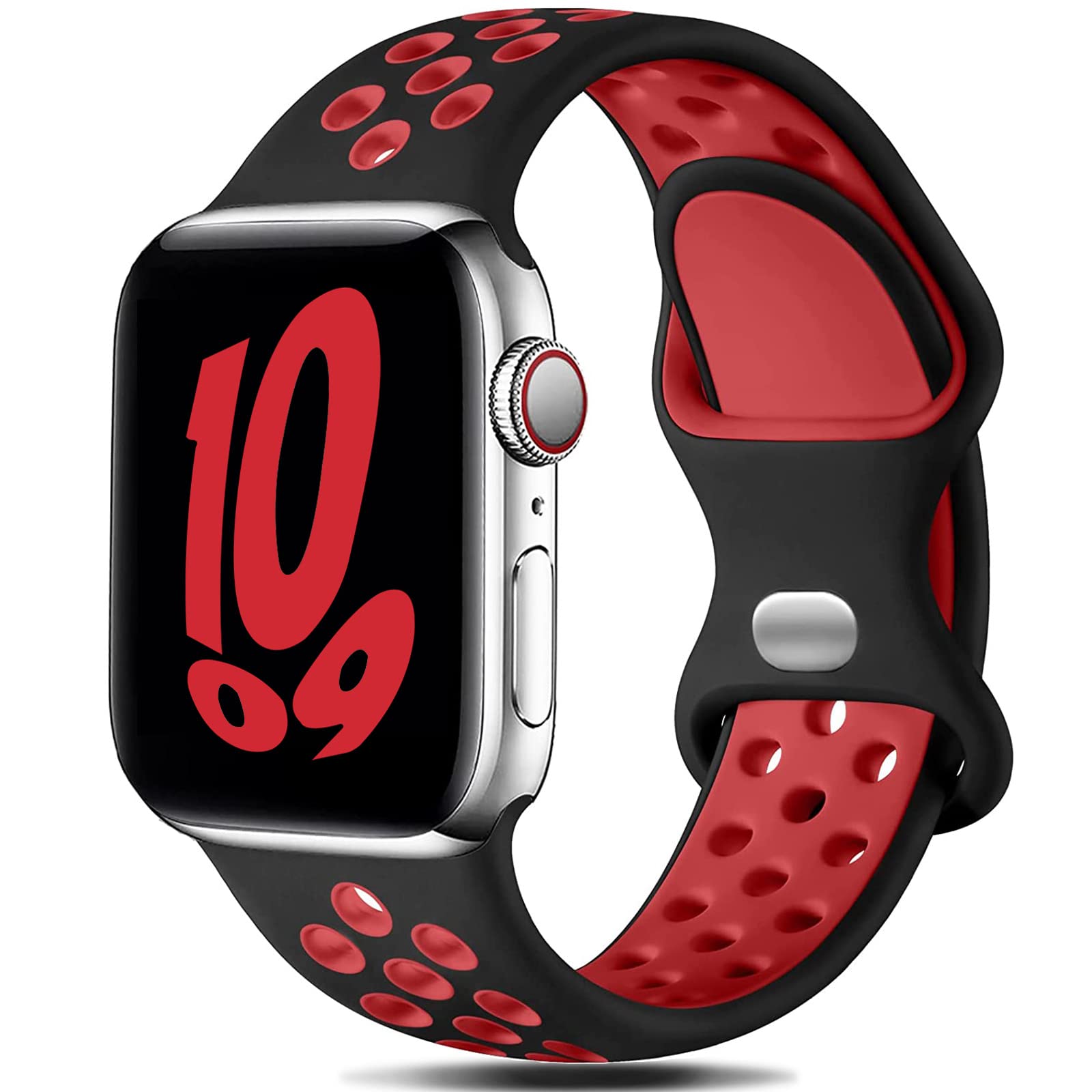 Sport Strap Compatible with Apple Watch Straps 44mm 42mm 45mm 46mm 49mm 41mm 40mm 38mm,Breathable Silicone Sport Band Replacement for iWatch Series Ultra 10/9/8/7/6/5/4/3/2/1/SE Men Women