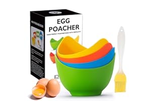 Egg Poacher - KRGMNHR Poached Egg Cooker with Ring Standers, Silicone Egg Poacher Cup for Microwave or Stovetop Egg Poaching,