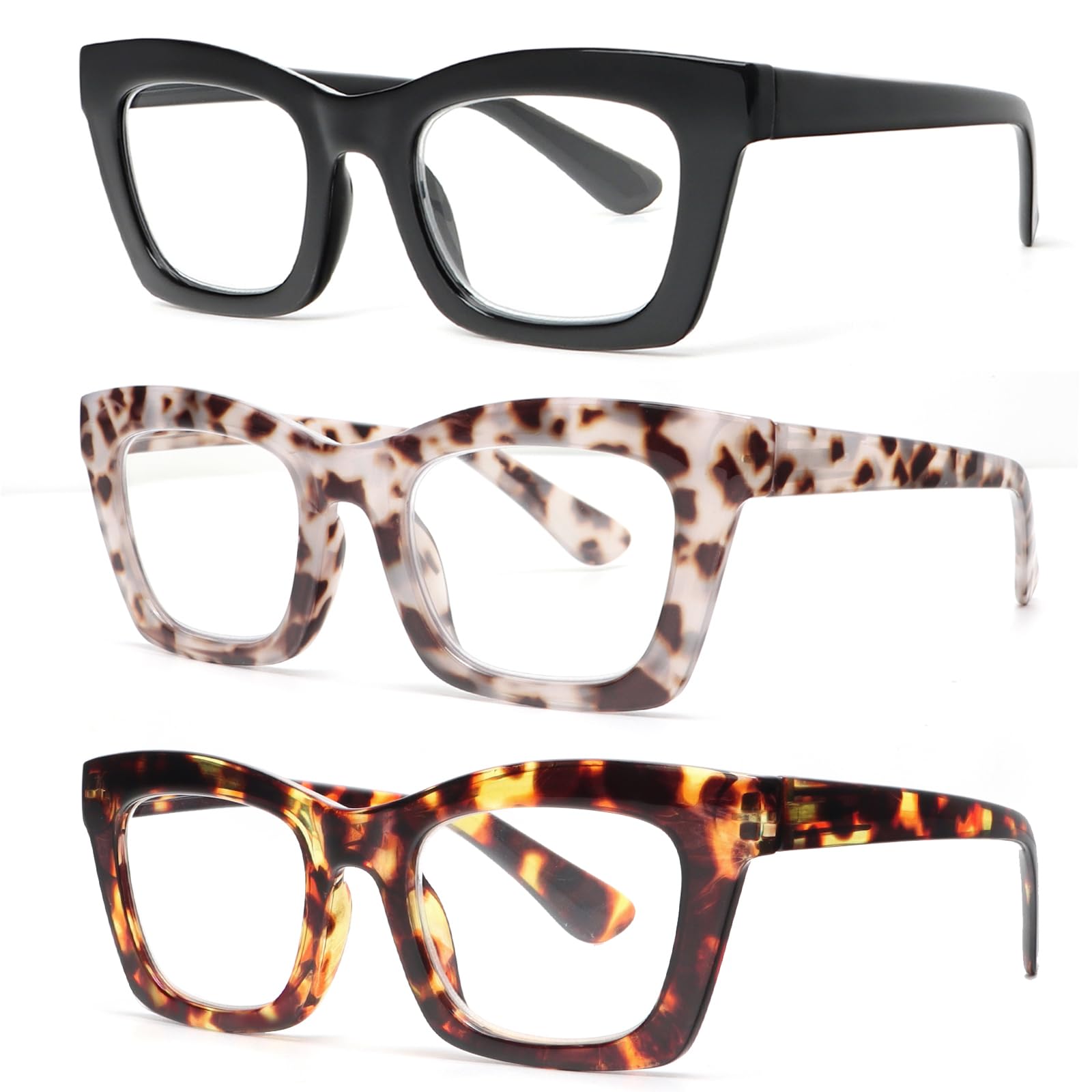 Photo 1 of REAVEE Oprah Style Reading Glasses for Women Blue Light Blocking Computer Fashion Readers with Spring Hinge and Glasses Pouch +0.5
