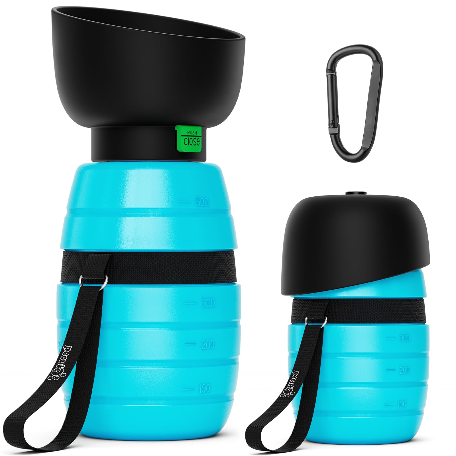 Pecute Dog Water Bottle 500ml, Portable Puppy Drinking Bottles Leak Proof Pet Travel Bottle, Lightweight Water Dispenser Bowl for Outdoor Walks Trips Hikes Travels
