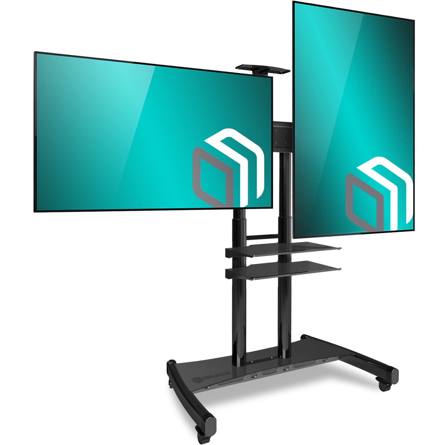 ONKRON Mobile TV Stand Dual TV Cart With Wheels For 40" 65 Inch LCD