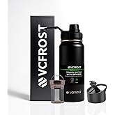 Tea Infuser Bottle Stainless Steel 20oz Insulated Loose Leaf Tea Travel Mug Leakproof BPA Free Reusable Water Bottle Double Wall Insulated Tea Tumbler with Two Lids for Hot and Cold Drinks