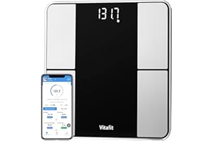 Vitafit Smart Body Fat Weight Scale for Body Composition Monitors, Weighing Professional Since 2001,Digital Wireless Bathroom Scale for BMI Fat Water Muscle Sync App, 400lb, Black