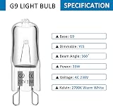 SCNNC G9 Halogen Bulbs 230V 33W Dimmable 460LM 2700K 360° 10 Pack view 3