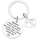 Ahaeth Jewelry Memaw Gifts Keychain for Women Worlds Best Memaw Ever Key Chains Present for a Memaw Keyring to My Memaw Keychain, Silver