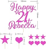EDSG Personalised Cake Topper Multicolour Non-Shed Glitter 7x4.3in Pink view 2