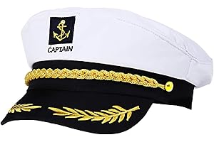 Sealhuan Captain Hat Yacht Sailor Hat Costume Accessory Adjustable Sea Cap Navy Sailor Marine Admiral Hat for Halloween Dress Up