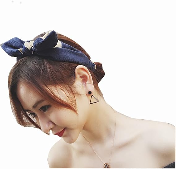 Amazon Spinas スピナス ヘアバンド ターバン レトロ柄 ヘアアクセ ドット模様 青 白 全2種 クロス リボン リボンデザイン ヘアバンド ターバン 通販