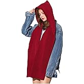 Women Winter 3 in 1 Hooded Hat Scarf Wrap Shawl Crochet Knit Pullover Neckwarmer