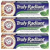 Arm & Hammer Truly Radiant Clean & Fresh Fluoride Toothpaste, Clean Mint 4.3 Ounce (Pack of 3)