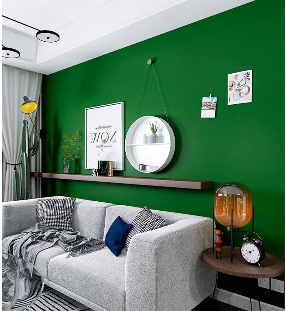 Amazon Co Jp ベッドルームリビングルーム美容室のための緑の壁紙 ソリッドカラー不織布壁紙1 73 X 32 8フィート Diy 工具 ガーデン