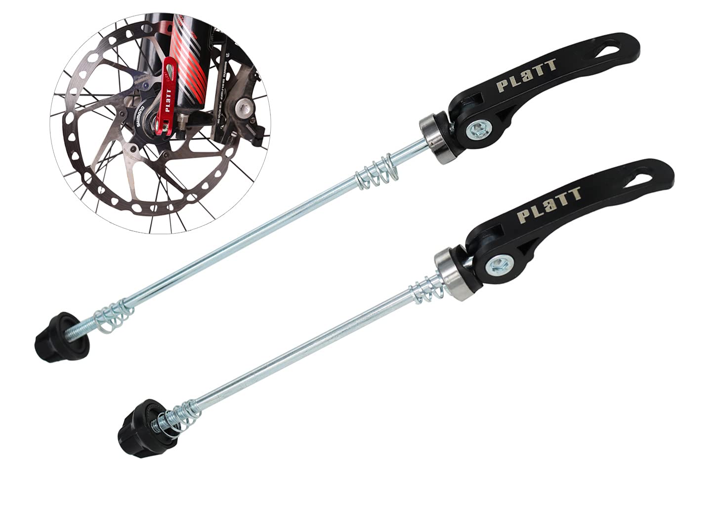 PLATT Bike Wheel Hub Skewers MTB Quick Release Skewers Front and Rear Axle Fit for Road Bike,Mountain Bike,BMX (Black,1Pair)