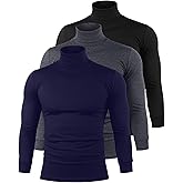 Riyiper 3 Pack Men's Turtleneck Shirts Thermal Basic Knitted Long Sleeve Casual Slim Fit Winter Pullover Tops