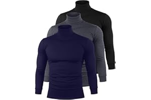 Riyiper 3 Pack Men's Turtleneck Shirts Thermal Basic Knitted Long Sleeve Casual Slim Fit Winter Pullover Tops