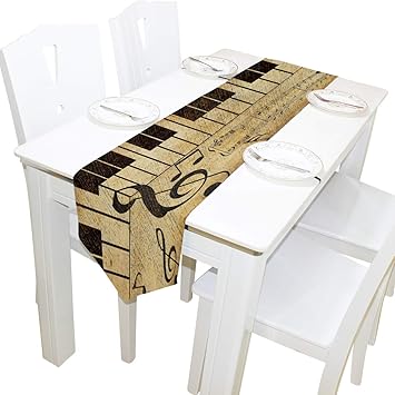 Amazon Com Agona Vintage Music Note Piano Polyester Table Runner