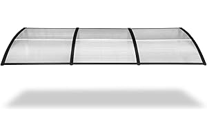 Yescom 38"X117" Window Awning Door Canopy Spliced Polycarbonate Anti-UV30+ Cover Front Door Outdoor Rain Snow Sunlight Protection Hollow Sheet Patio Yard Door White Board