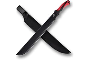REAT Gardening Heavy Duty Machete,24" Full Tang Machete with Shaeth,Ergonomic No-Slip Handle,Machetes for Bushcraft, Outdoor Hunting, Garden Cutting Trees and Yard Work (Red)