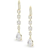 Vetieeimo Bride Bridesmaid Teardrop Long Dangle Earrings for Women, Christmas Jewelry Gift, Trendy Hook Dangling Earrings Fit Wedding Prom Halloween