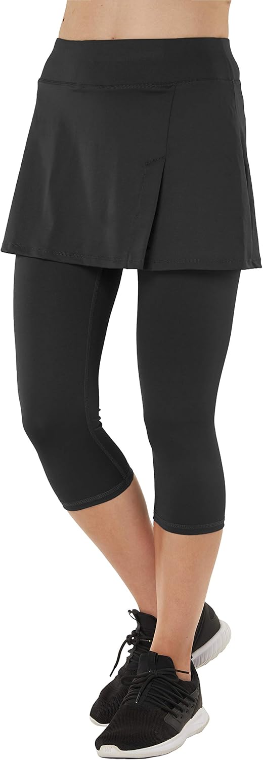 slimour Women Capri Leggings with Skirt Attached Capri Pants Skirted