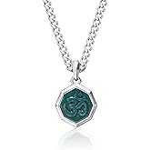 AWNL Bloodstone Pendant Necklace for Men Natural Gemstone Premium Men’s Sterling Silver Hexagonal Necklace with Stainless Steel Chain Gift for Men 24 Inch