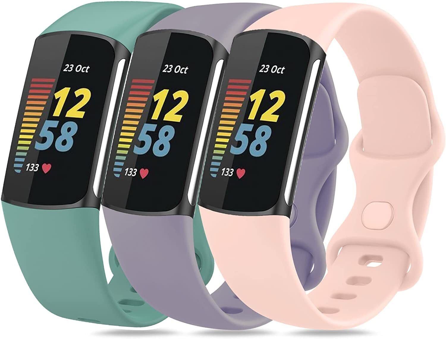 Panda Bobo Compatible with Fitbit Charge 5 Charge 6 strap Replacement Band Classic Wristband Women Men Small large (Small, Pack F - 3 Pcs) — image 1