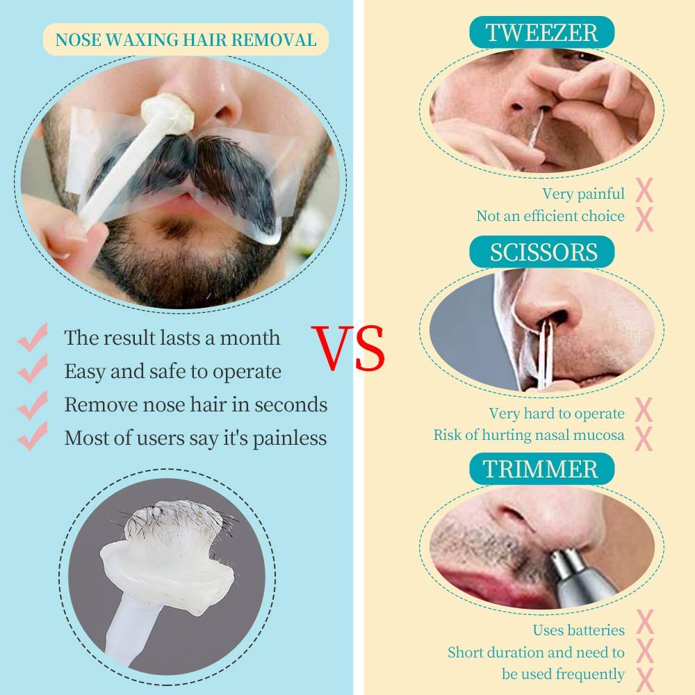 Oakeer Nose Hair Remover Kit with 30 Wax Sticks for Men and Women - 100g Nose Wax for At-Home Hair Removal