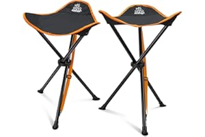 DEERFAMY Camping Stool 3 Legged Hold up to 225lbs Portable Tripod Seat with Shoulder Strap Compact Tri-Leg Chair for Backpacking Kayaking Canoeing Hiking Hunting Fishing Outdoor, Orange 2 Pack